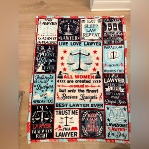 Live Love Lawyer Quilted Throw - Red, Black & Aqua